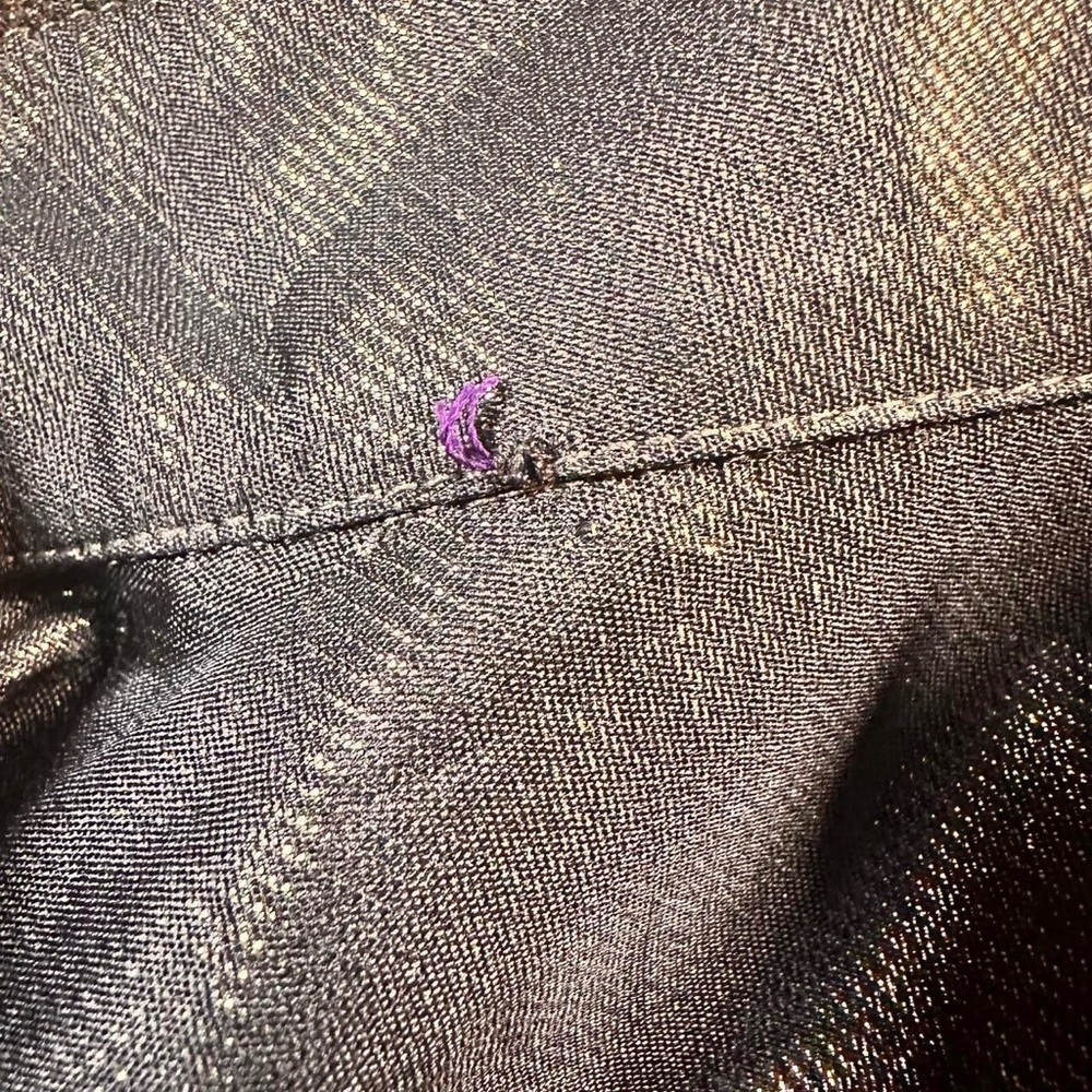 Ralph Lauren Purple Label Women’s Keara Ruffle Bib-Front Metallic Lame Shirt - Picture 4 of 5